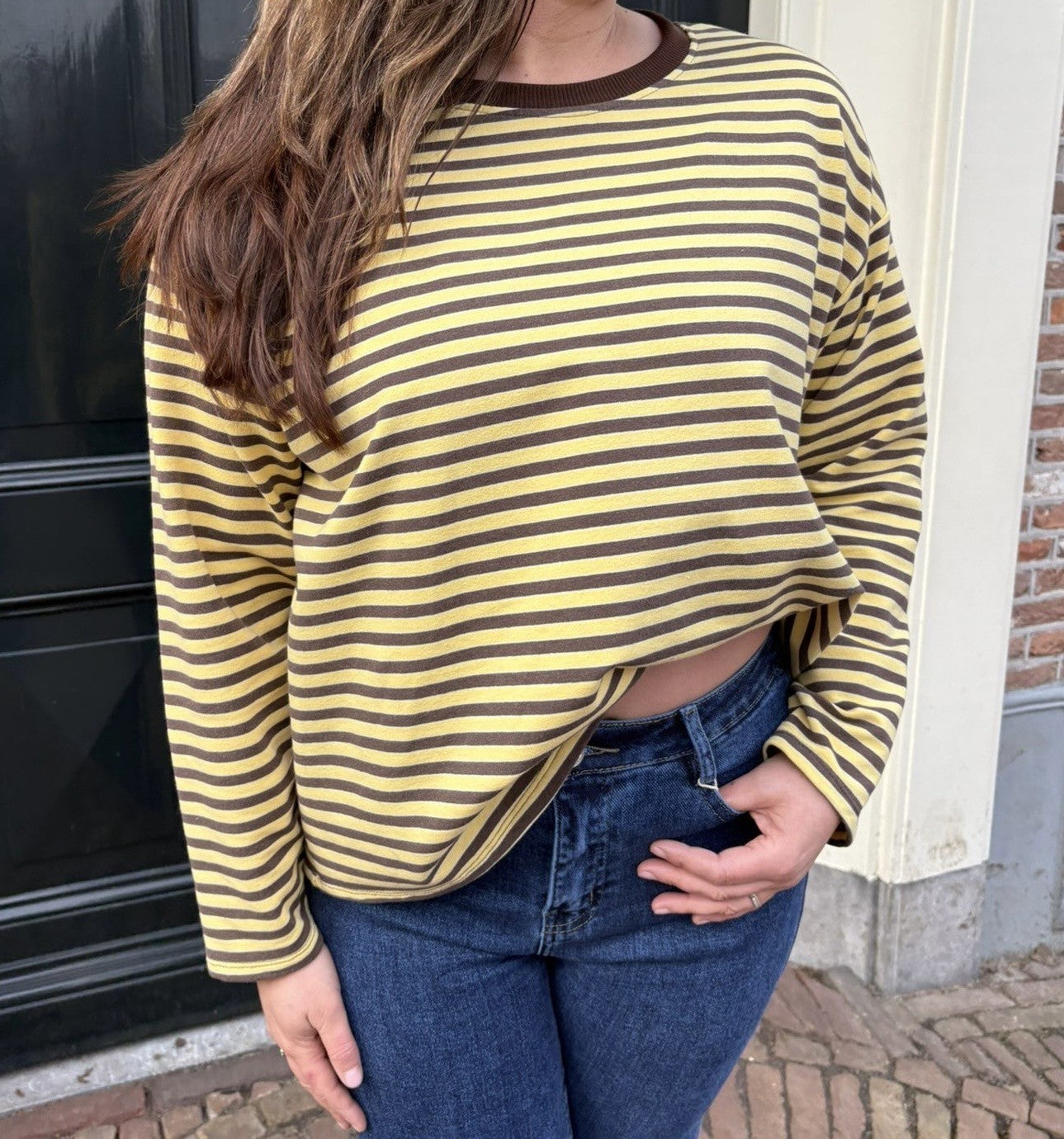 longsleeve bruin/geel