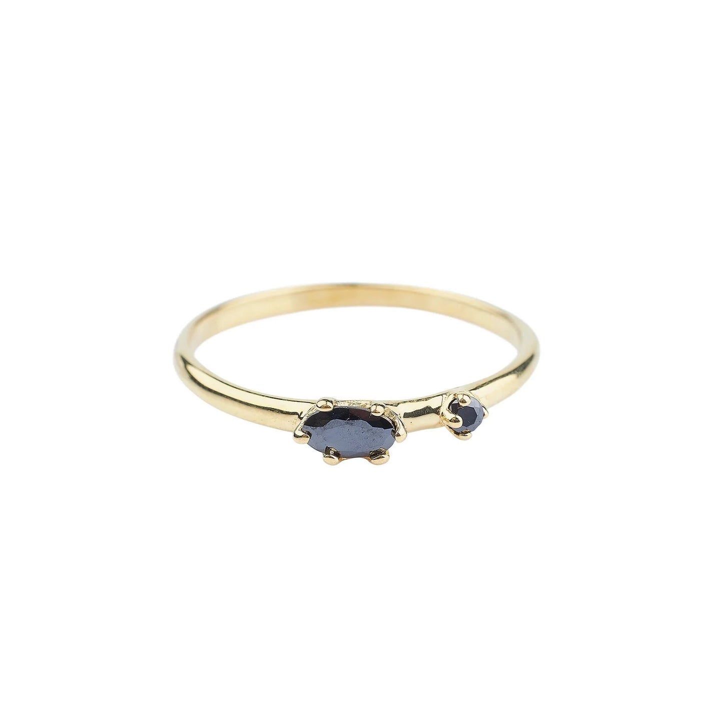 Brass onyx double ring