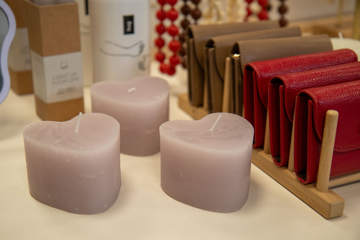 kaars hartje licht paars