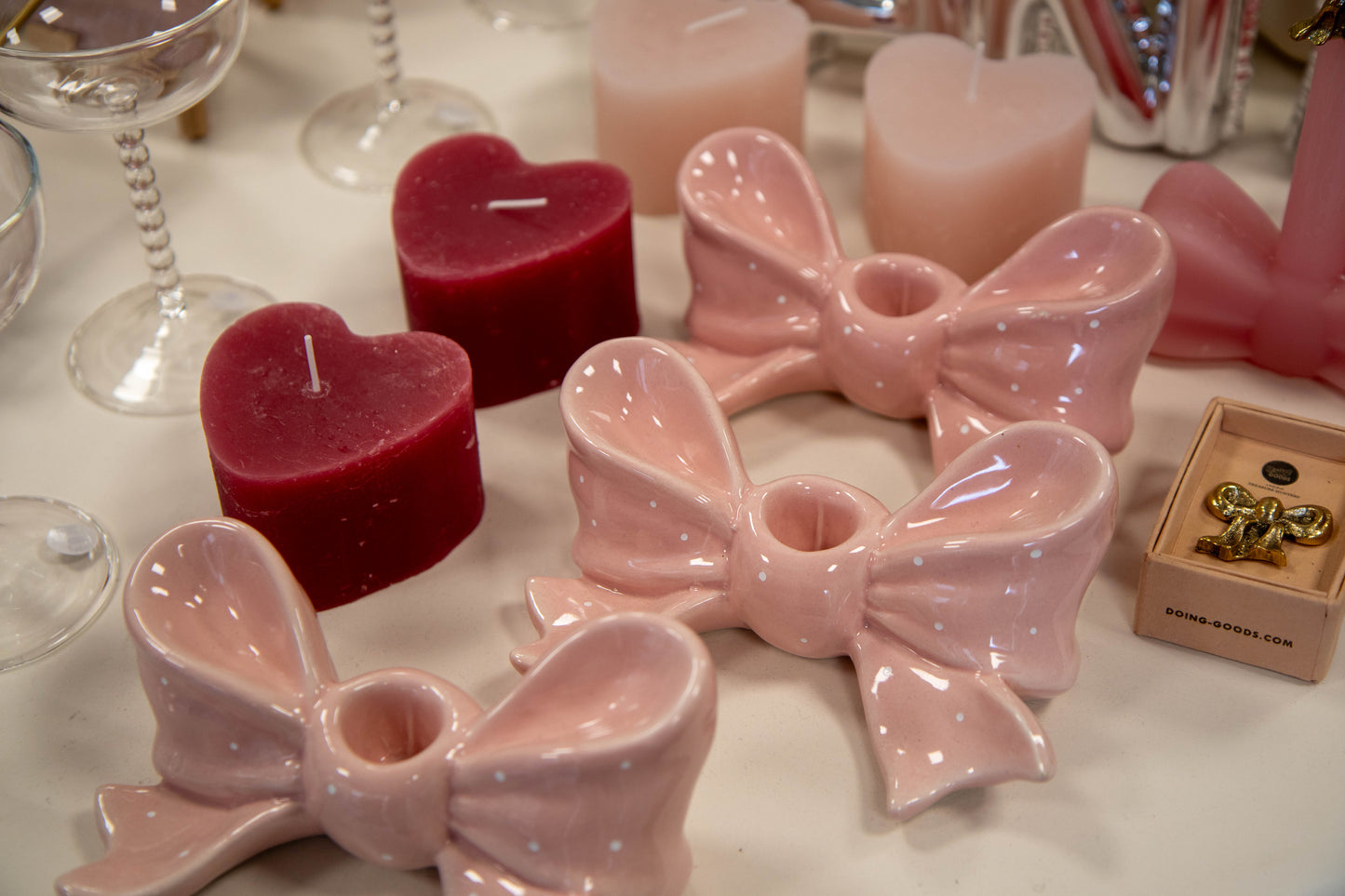 kandelaar roze strik