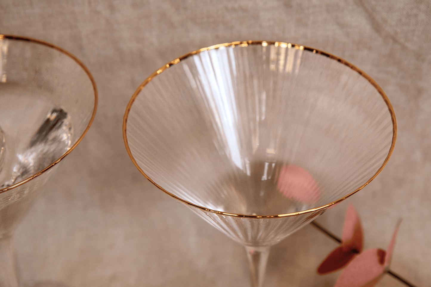 champagneglas ribbel goud