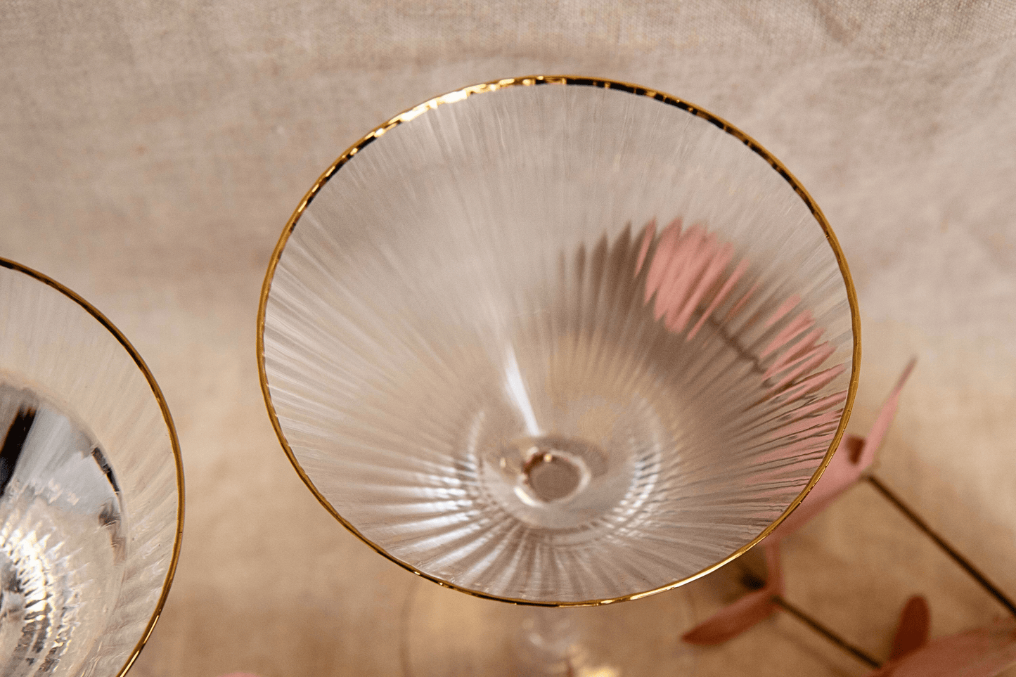 champagneglas ribbel goud