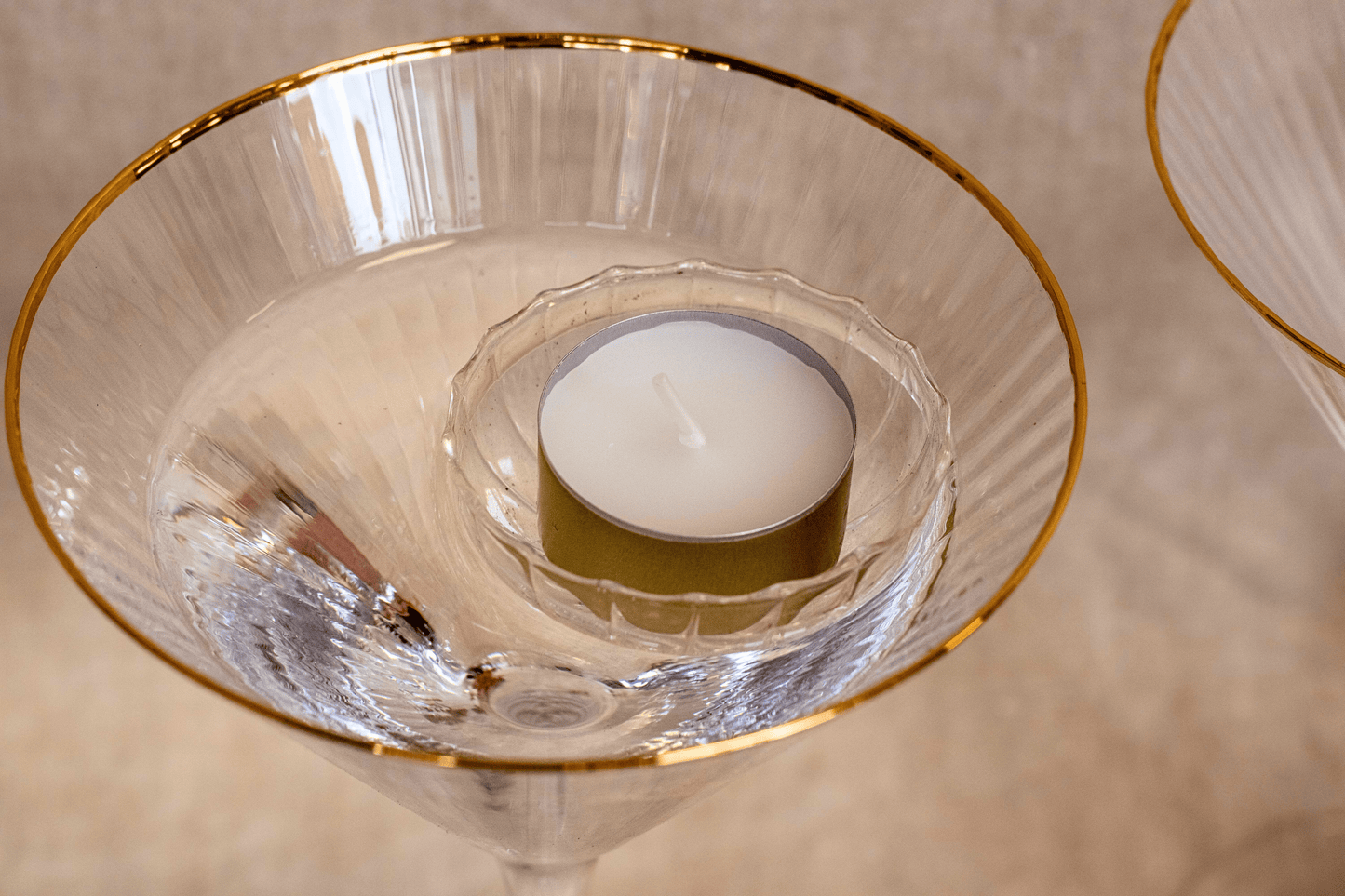 champagneglas ribbel goud