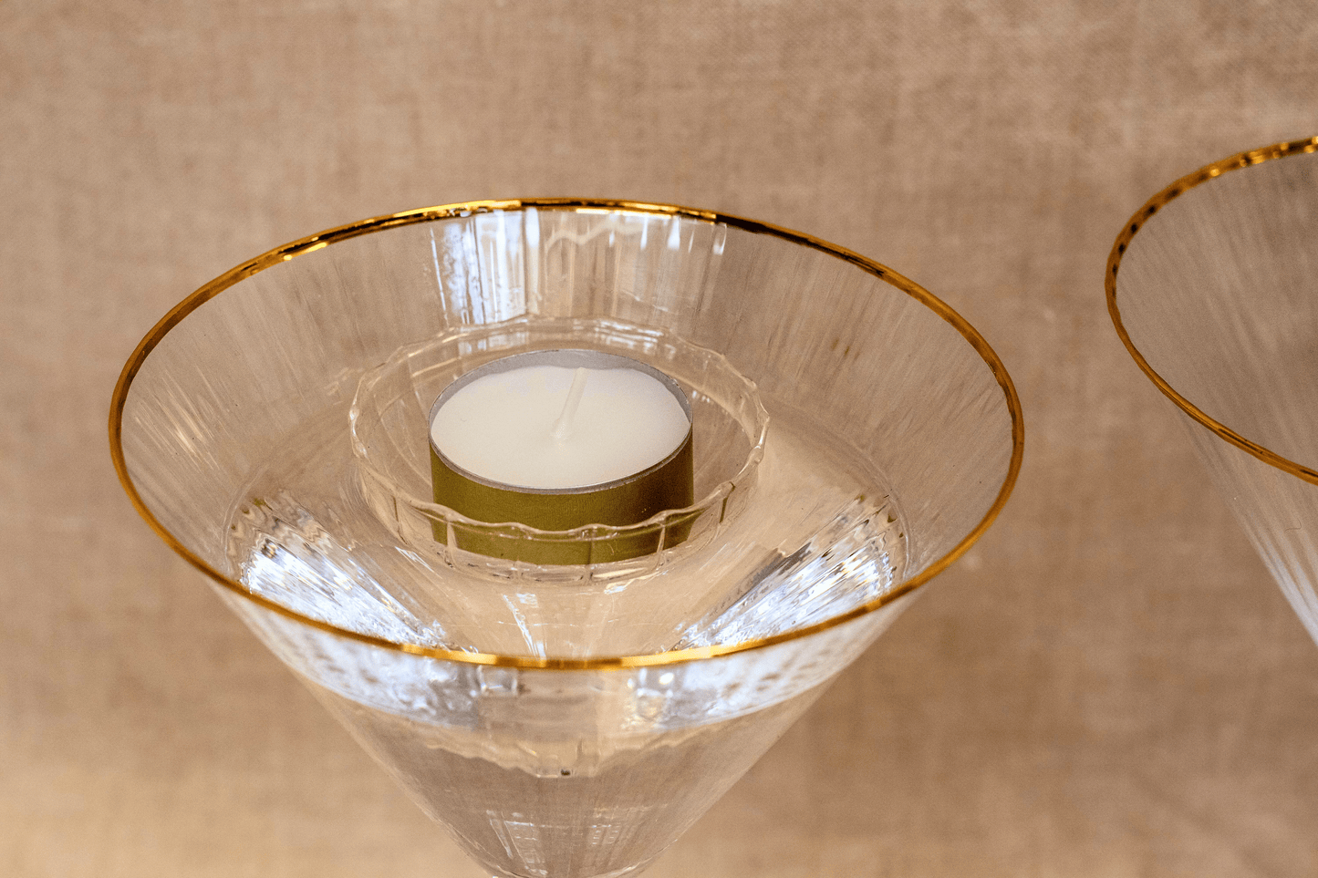 champagneglas ribbel goud