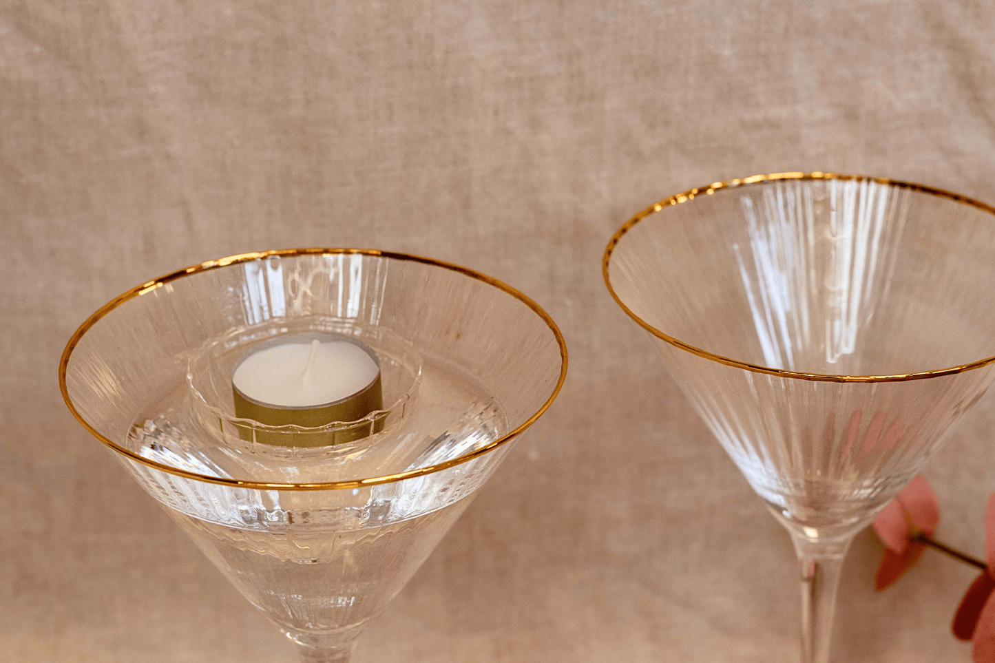 champagneglas ribbel goud