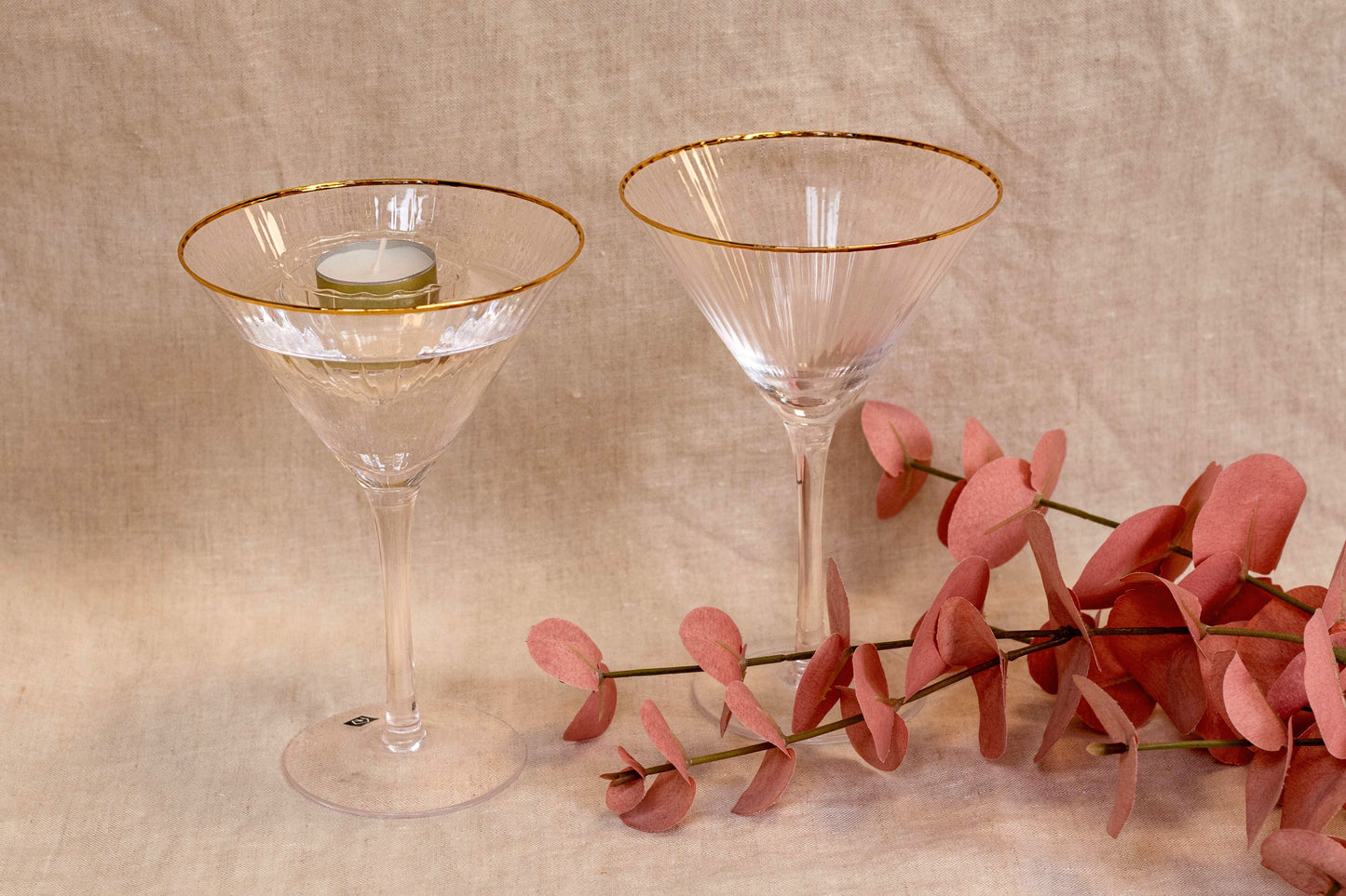 champagneglas ribbel goud