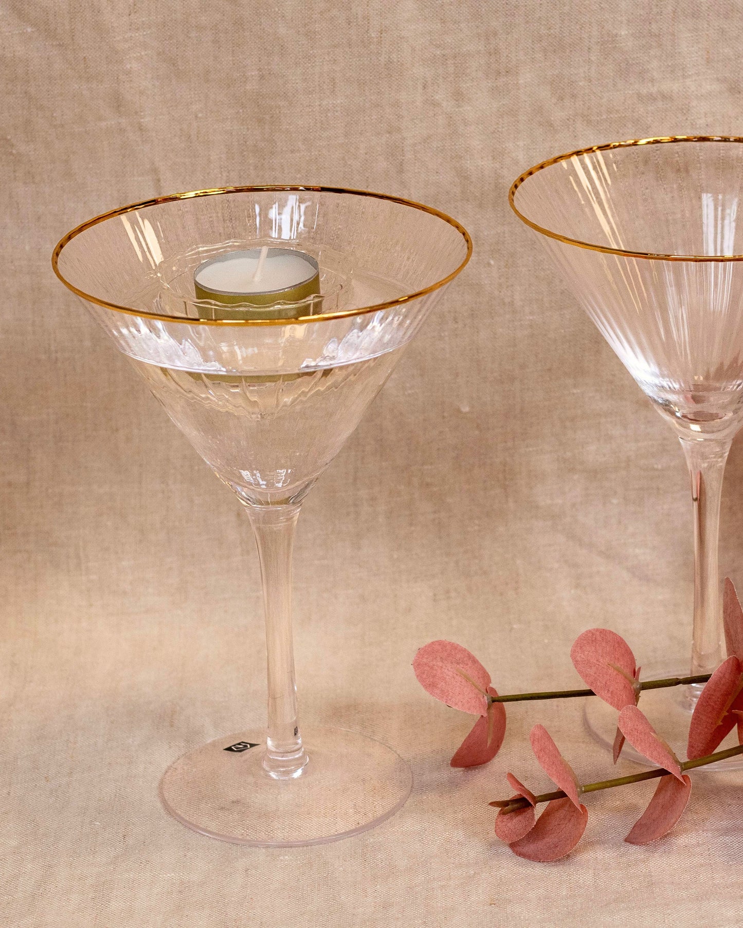 champagneglas ribbel goud