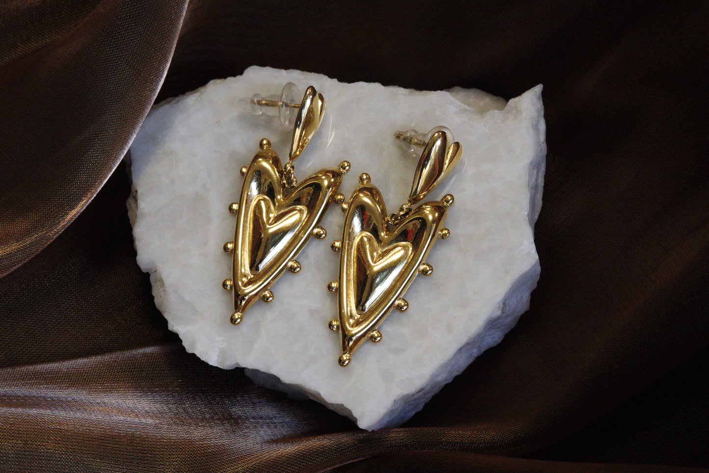 hart oorbel goud studs