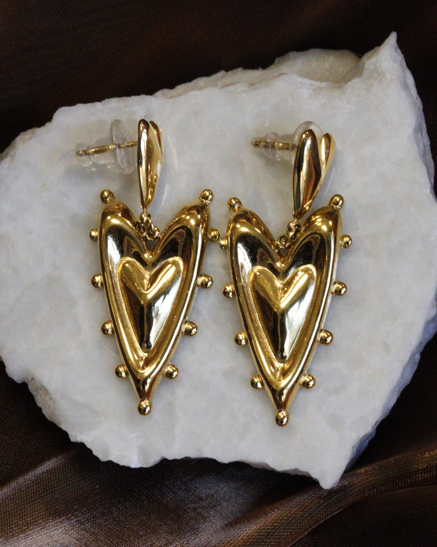 hart oorbel goud studs