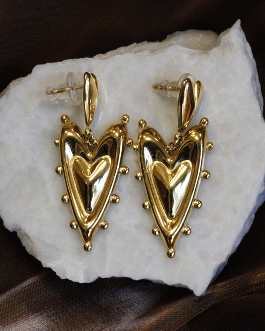 hart oorbel goud studs