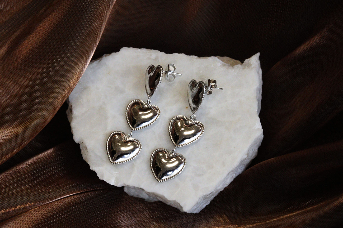 hartjes oorbel zilver