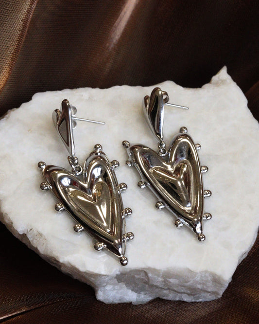 hart oorbel zilver studs