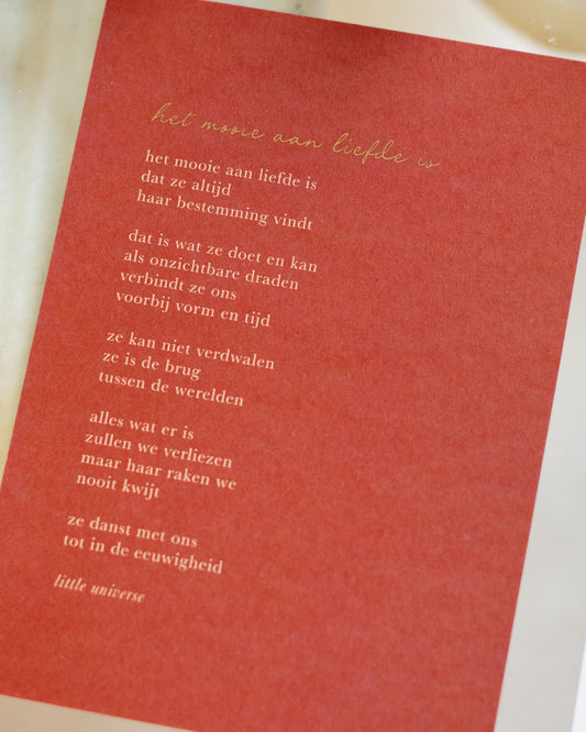 kaart het mooie aan liefde is