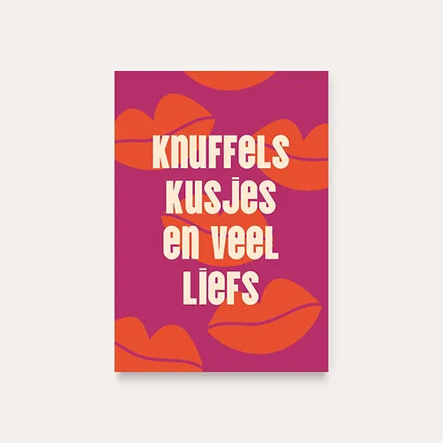 kaart knuffels en kusjes